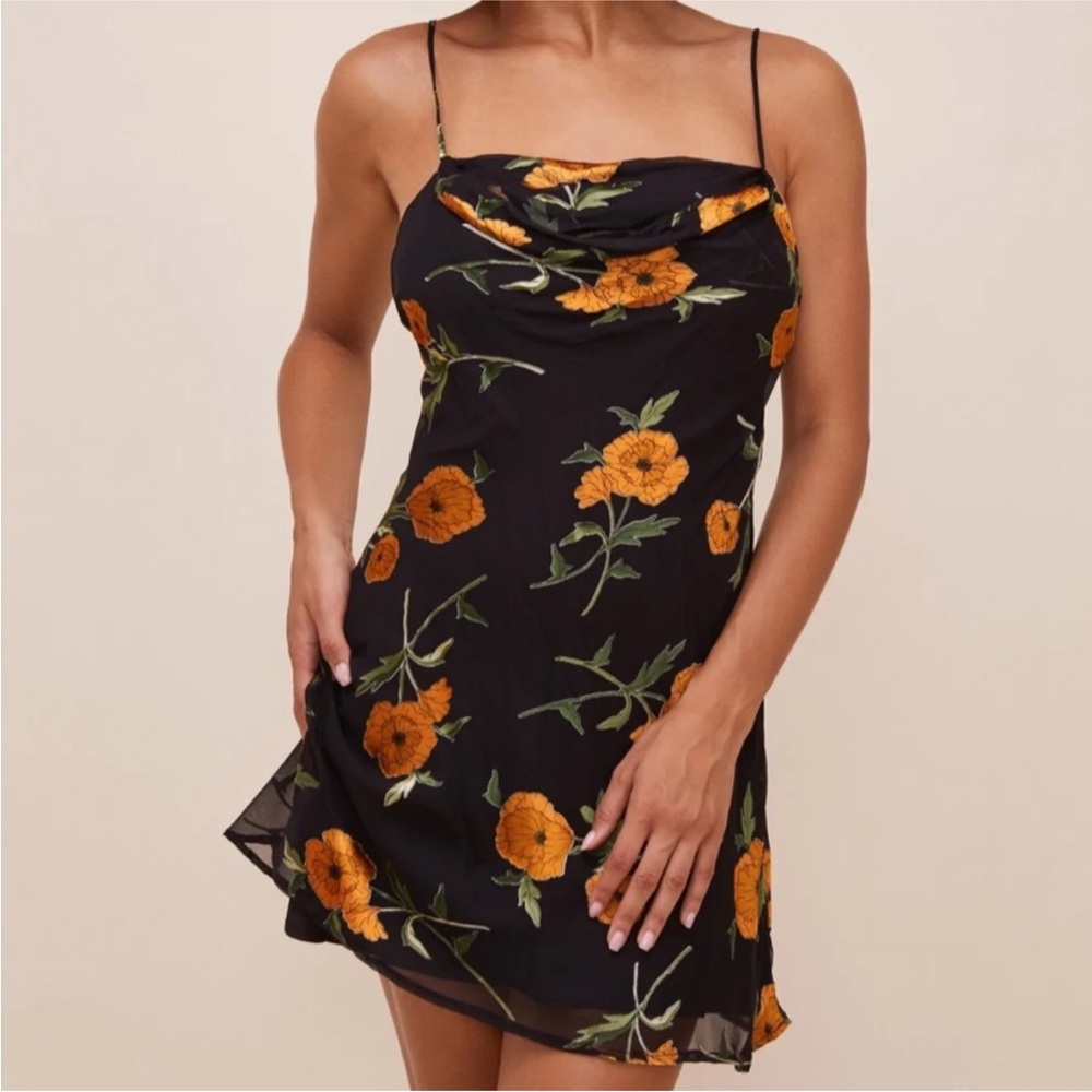 ASTR Lark Floral Slipdress In Orange Blossom Floral Size S NEW